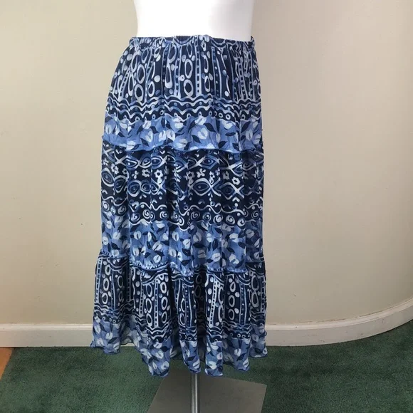 Vintage Tiered Skirt Batik Print - Picture 2 of 7